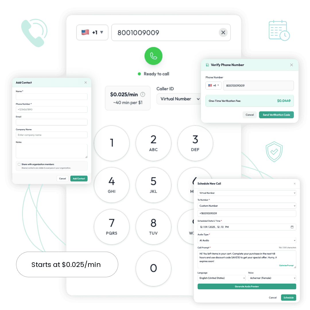 VoxaTalk interface showing phone dialer